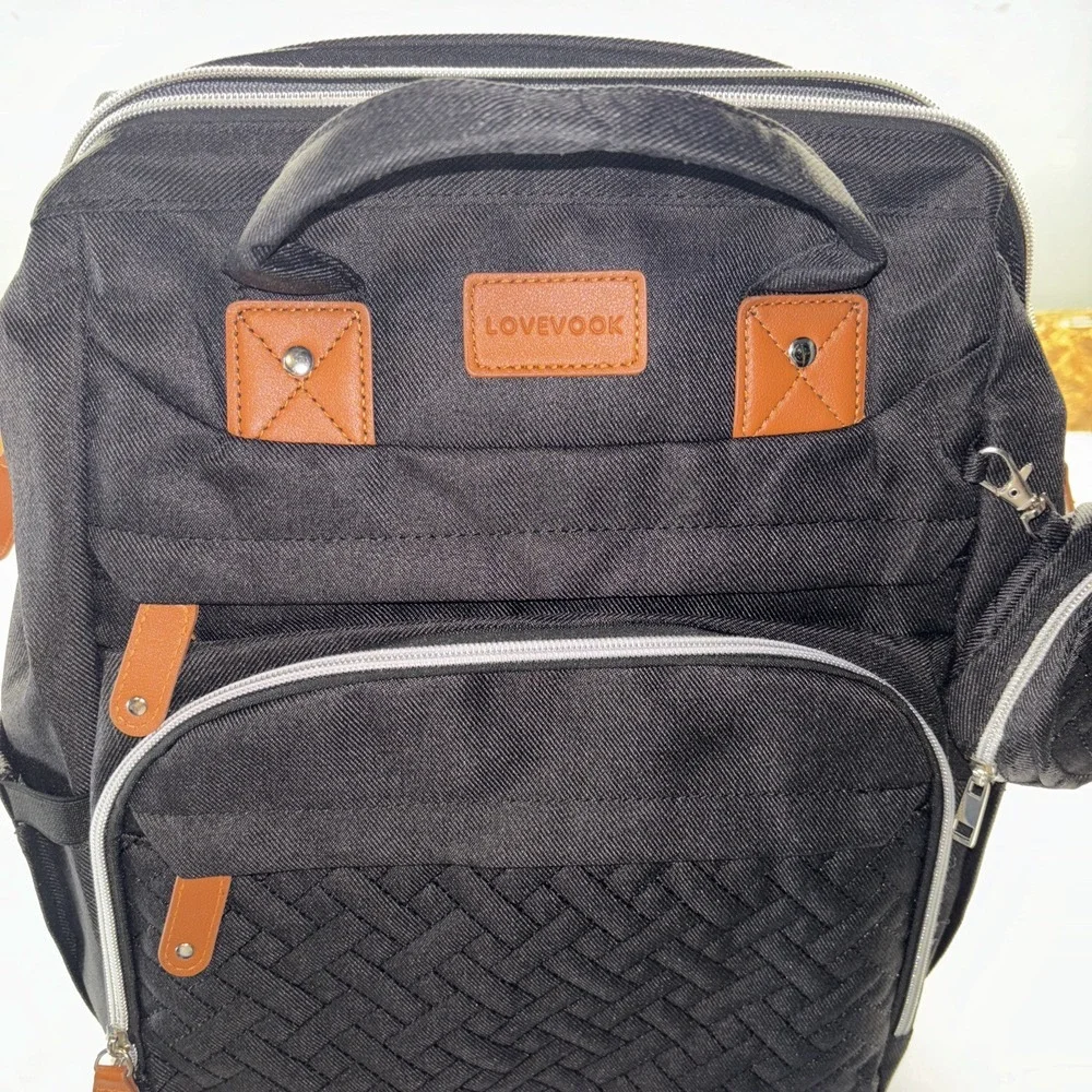 Black LOVEVOOK‎ Diaper Bag Backpack Waterproof Quilted Travel Nappy Bag